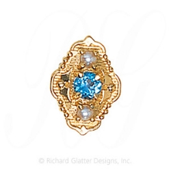 GS511 BT/PL - 14 Karat Gold Slide with Blue Topaz center and Pearl accents 